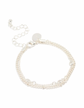 Luxurious Shine Charming Jewelry Shine Silver Plated Cubic Zirconia Layered Bracelet