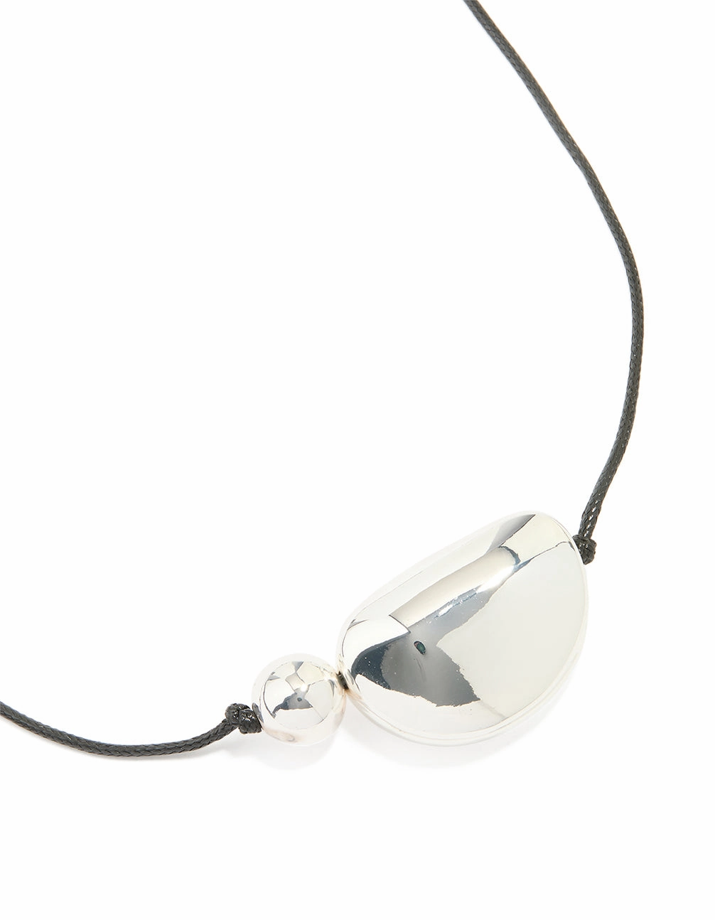 Urban Style Timeless Piece Silver Plated Pebble Cord Large Pendant Necklace