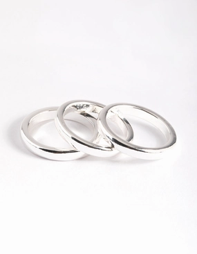 Silver Plated Triple 3mm Band Ring Vivid Charm feminine grace