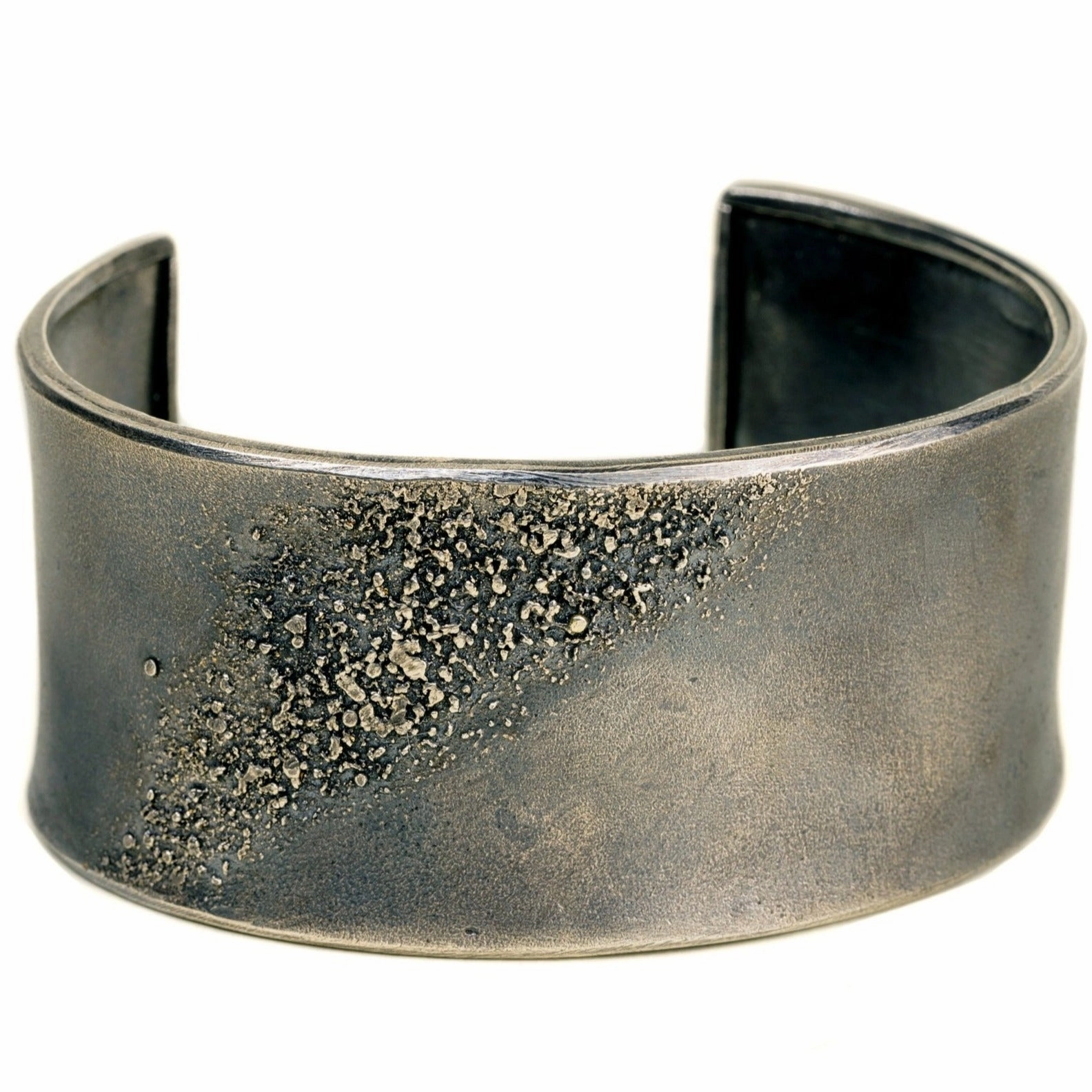 Modern Duo Signature Charm Silver Slice Cuff - Oxidized Silver