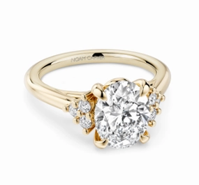 Noam Carver Oval Center Side Stone Diamond Engagement Ring Setting in 14K Yellow Gold (.17ctw) Chic Appearance