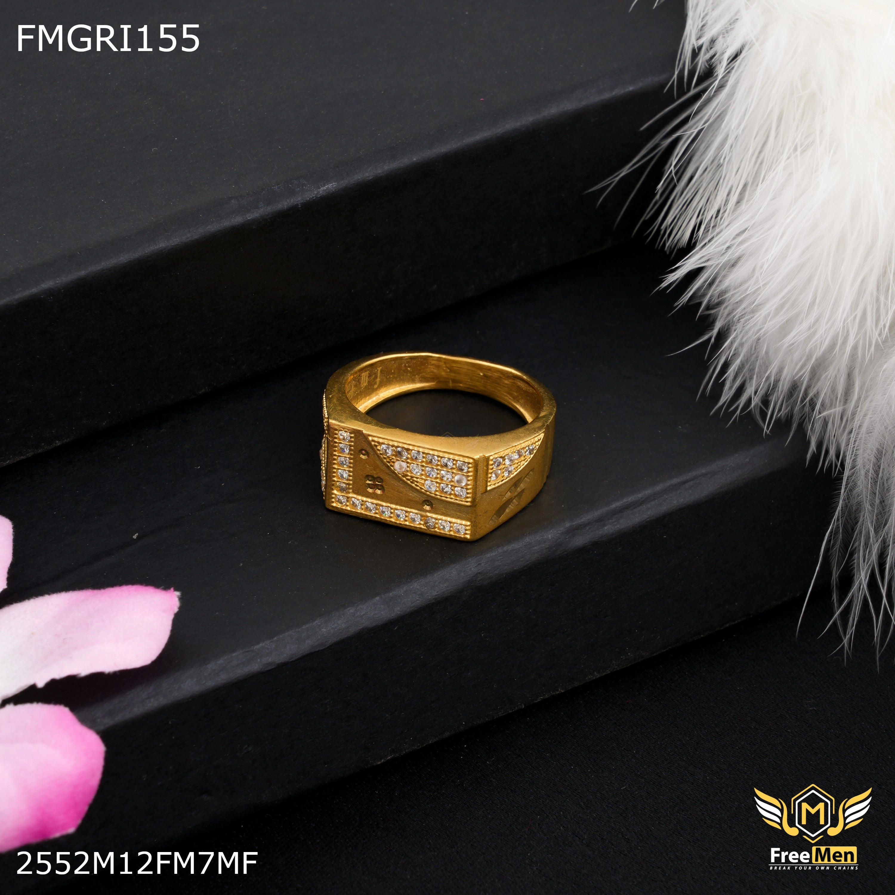Freeme 1gm L cut with AD Gold plated ring for men - FMGRI155 Luxurious Style Soft color