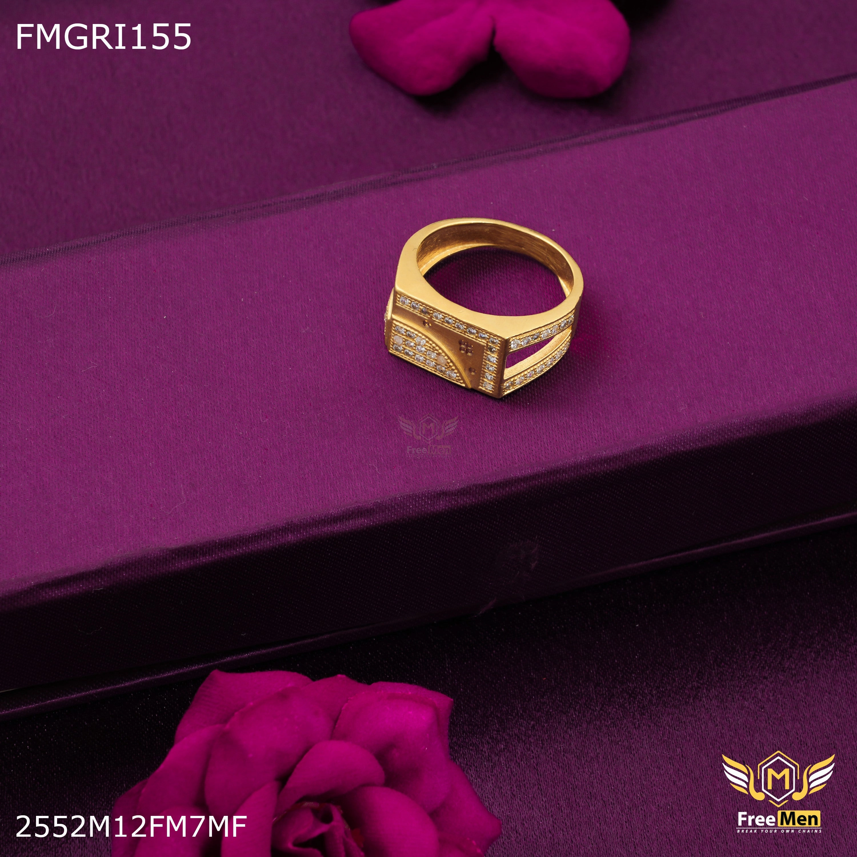 Freeme 1gm L cut with AD Gold plated ring for men - FMGRI155 Chic Line