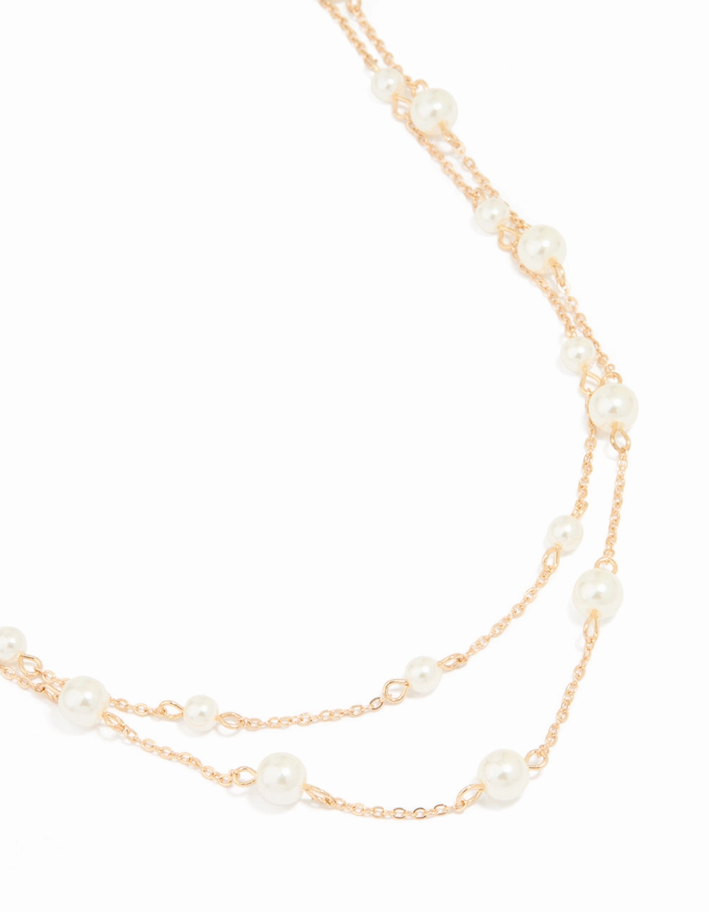 Gold Plated Freshwater Pearl Chain Layered Necklace Glam Finish