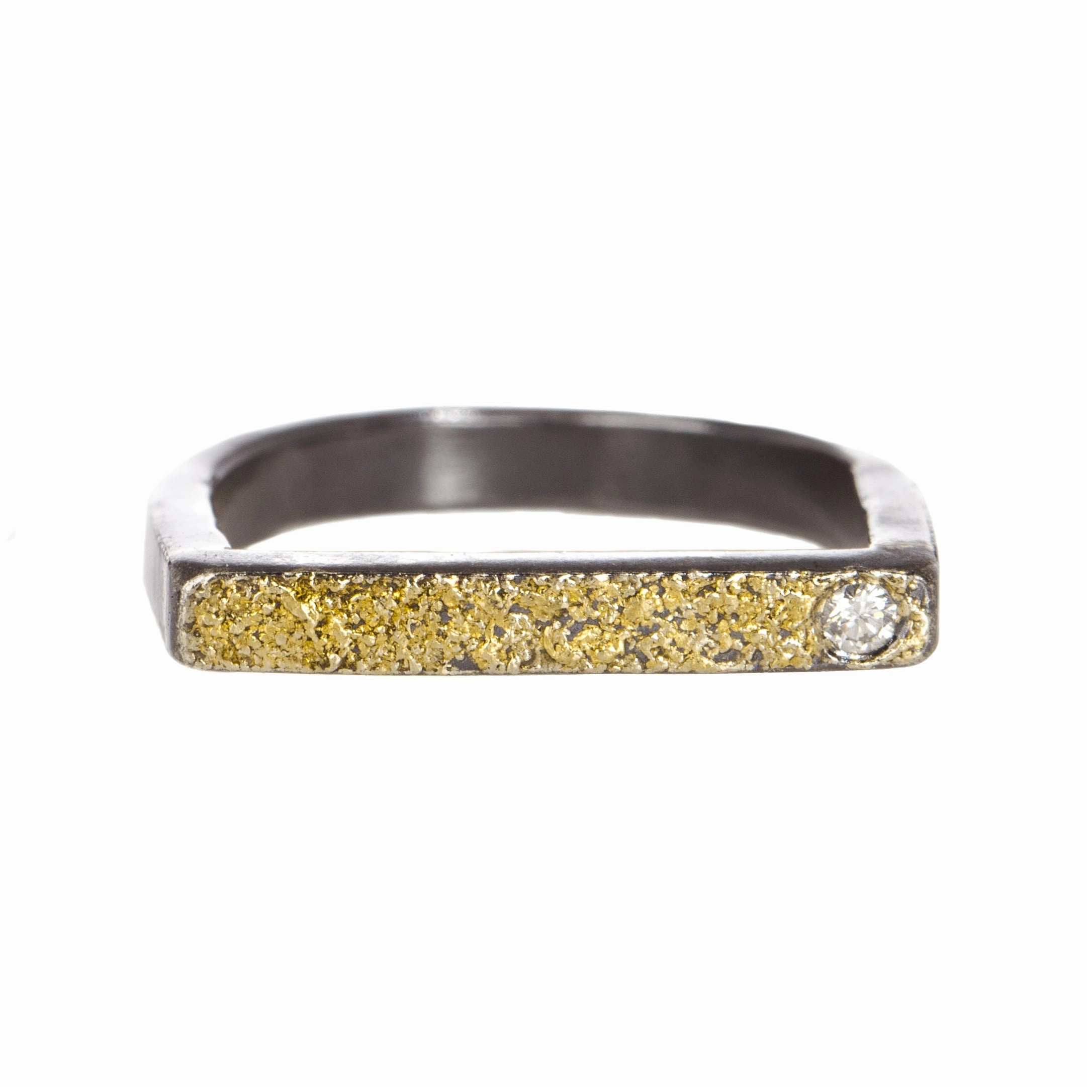 Slice Stacking Rings - 22k/18k Gold, Oxidized Silver   Reclaimed Brilliant Diamonds Fashionable Touch True Touch