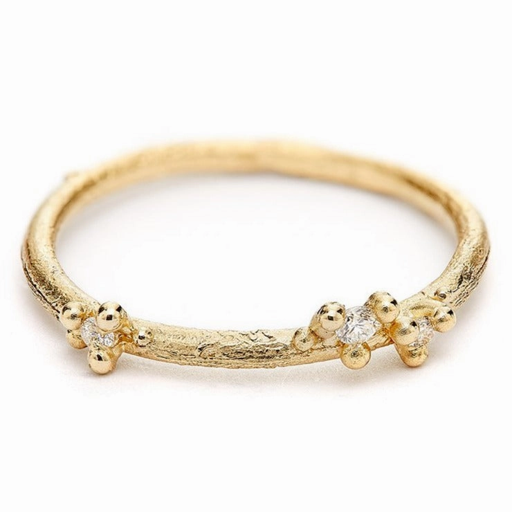 Small Asymmetric Diamond Encrusted Band - 14k Gold   Diamonds Sophisticated Style Lightweight Symbol