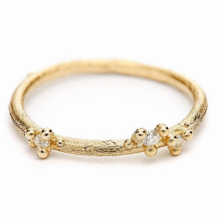 Small Asymmetric Diamond Encrusted Band - 14k Gold   Diamonds Casual Look Affordable Decoration