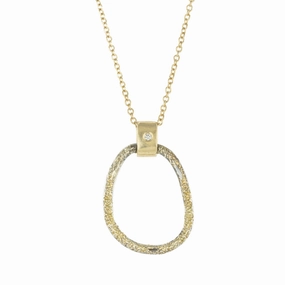 Alluring Shine Sweet Detail Small Dusted Carabiner Necklace - 22k/18k Gold, Oxidized Silver   VS Diamond