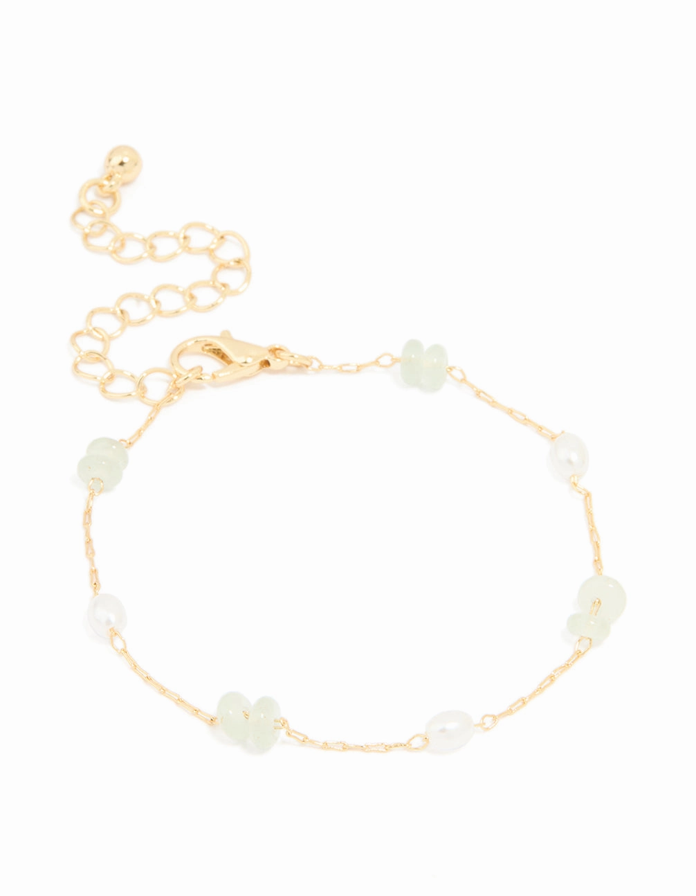 Elegant Statement Gold Plated Pearl & Semi Precious Stone Bracelet