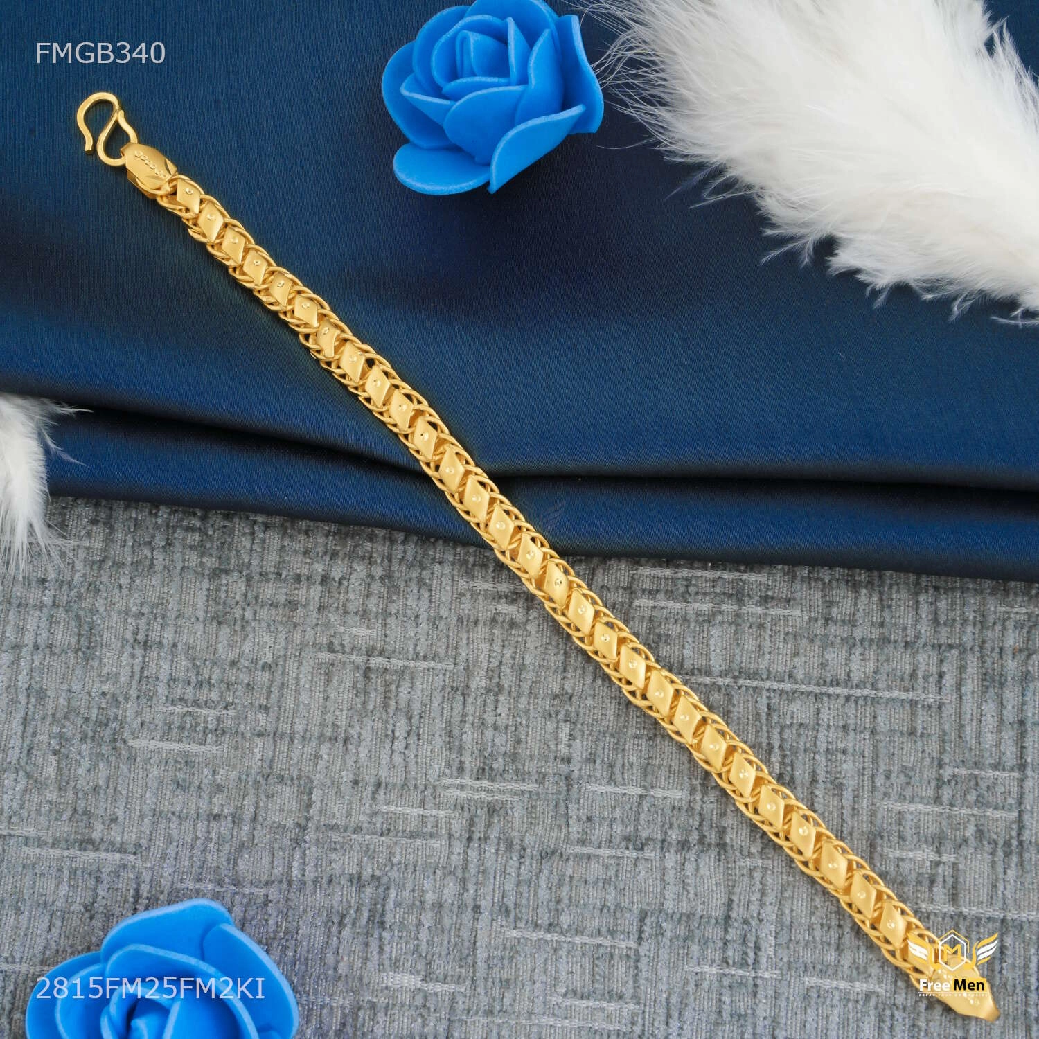 Thin Dimond cu twith Ring to Ring Bracelet  for Men - FMGB340 Classic Piece Vintage Detail