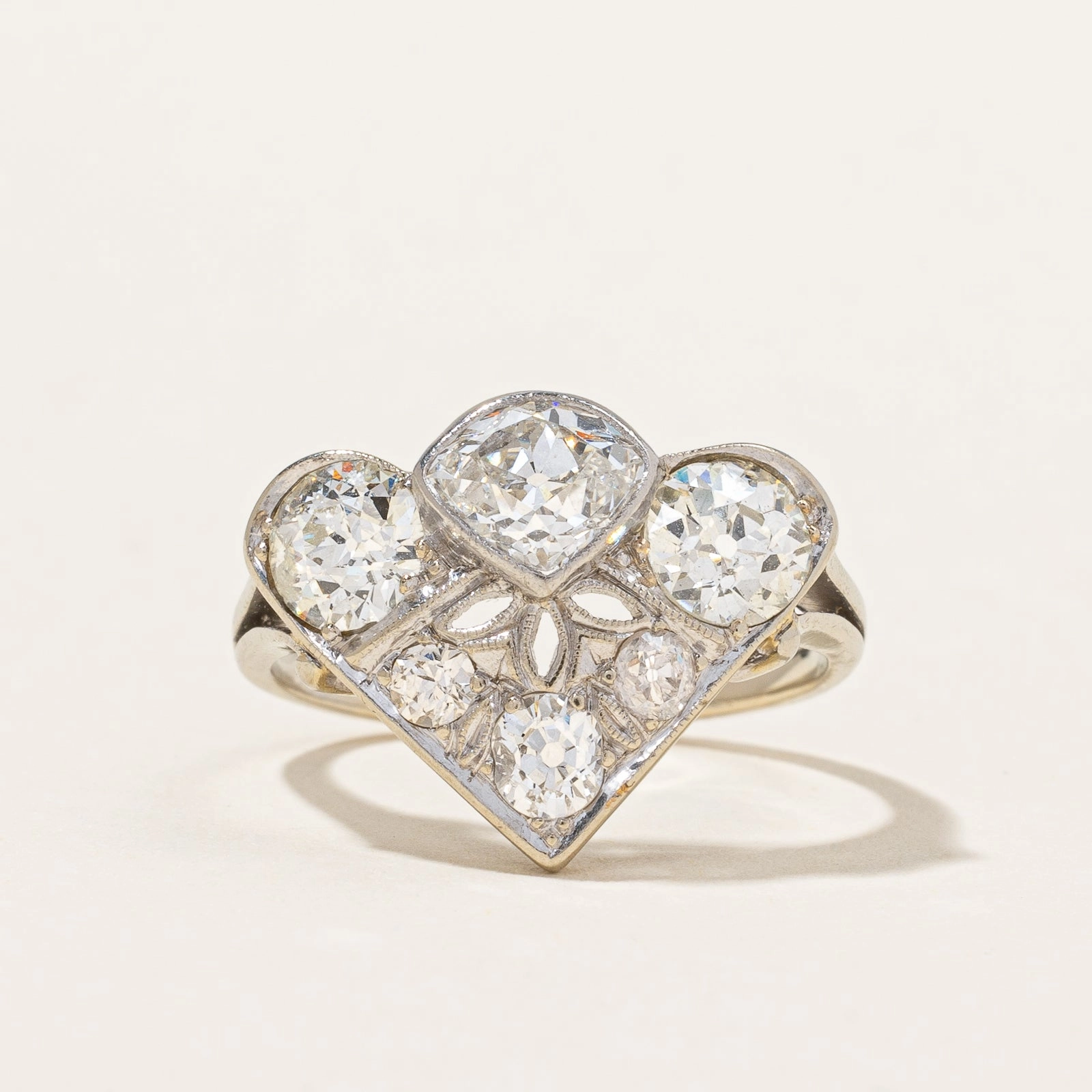 Elegant Appeal Art Deco Era Old Mine Cut Diamond Ring | 2.36ctw | SZ 6 |