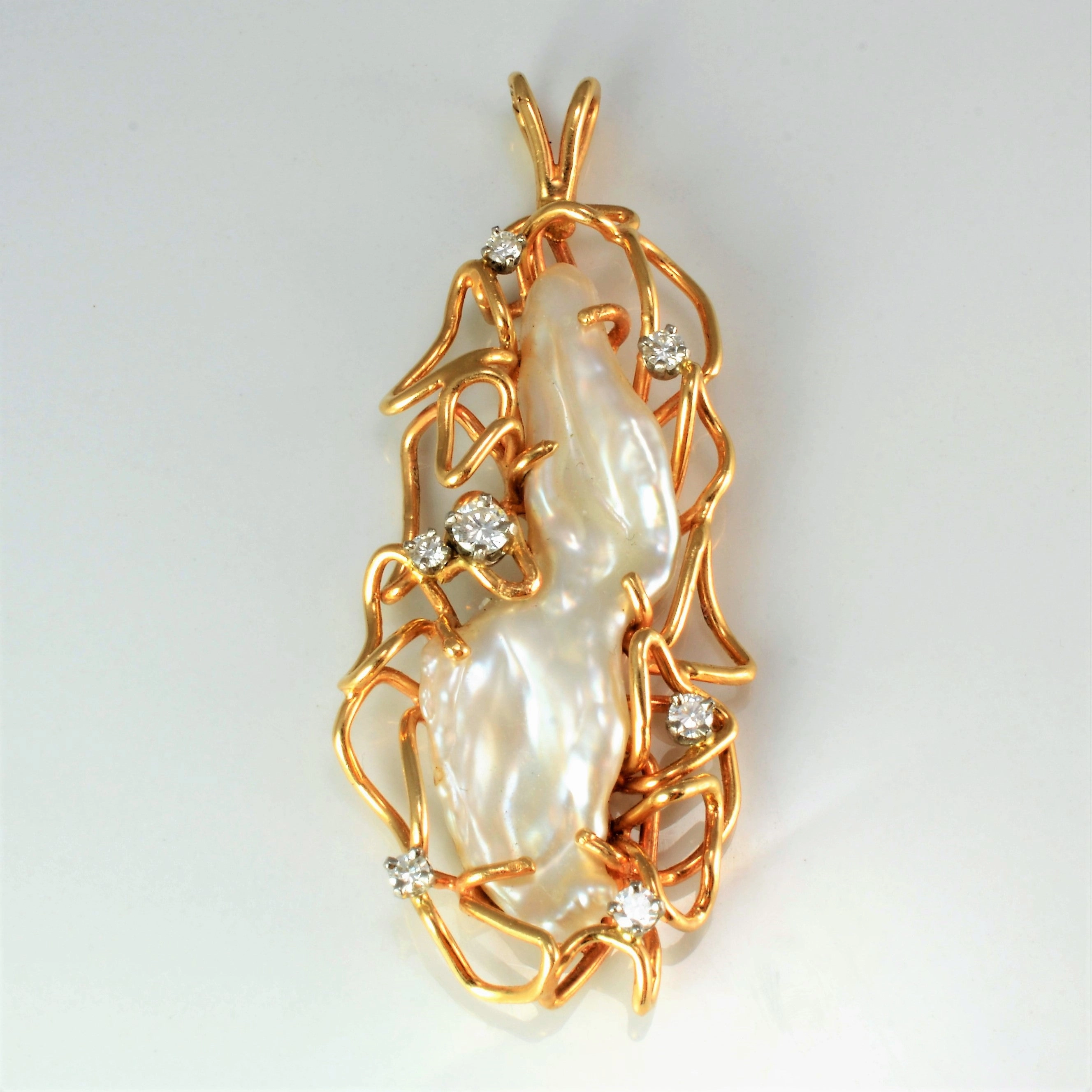 Baroque Pearl & Diamond Large Pendant | 0.45 ctw | Everyday Glow