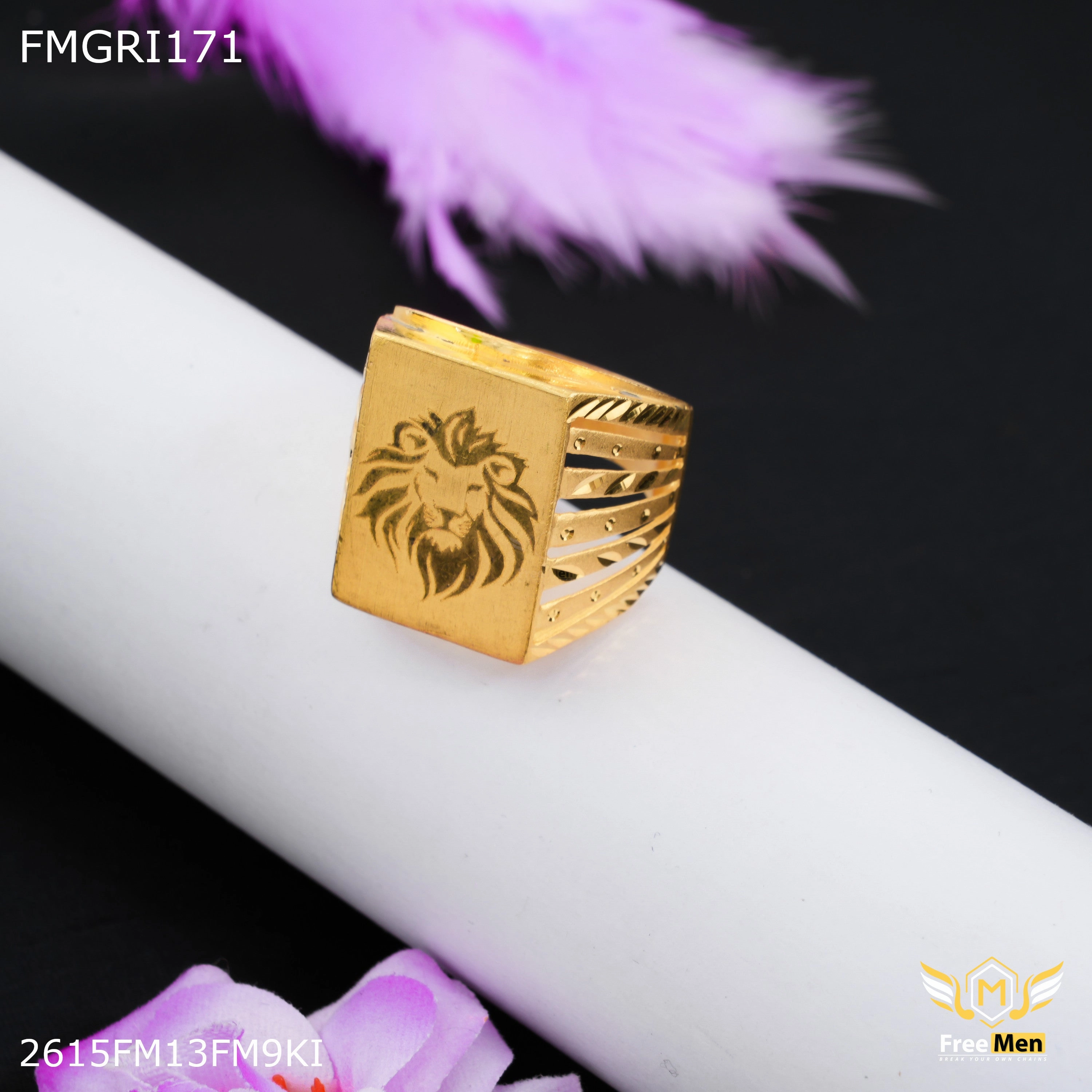Impeccable Form Freeme 1gm Designer Lion Face Gold plated ring for men - FMGRI171