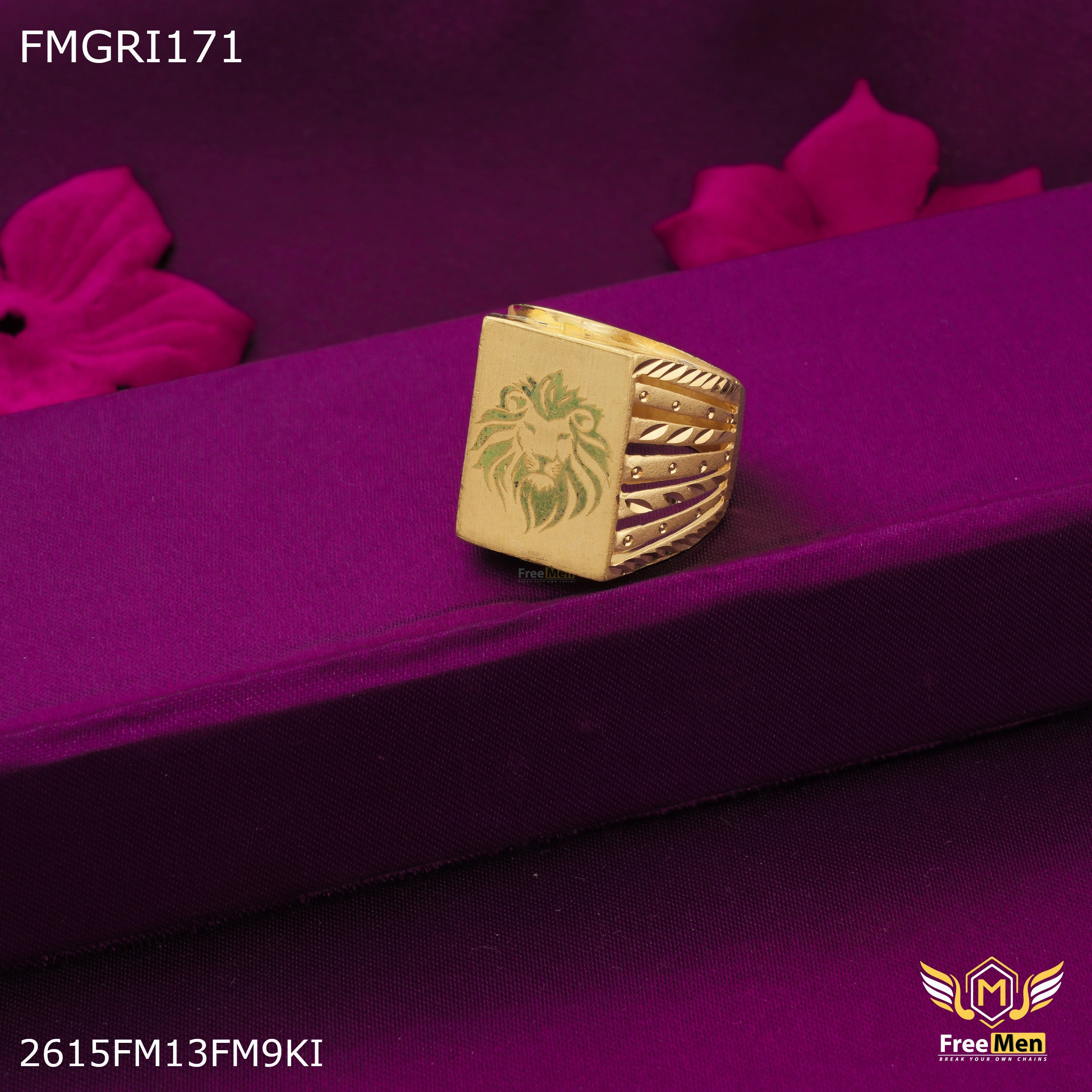 Luxury Mood Freeme 1gm Designer Lion Face Gold plated ring for men - FMGRI171