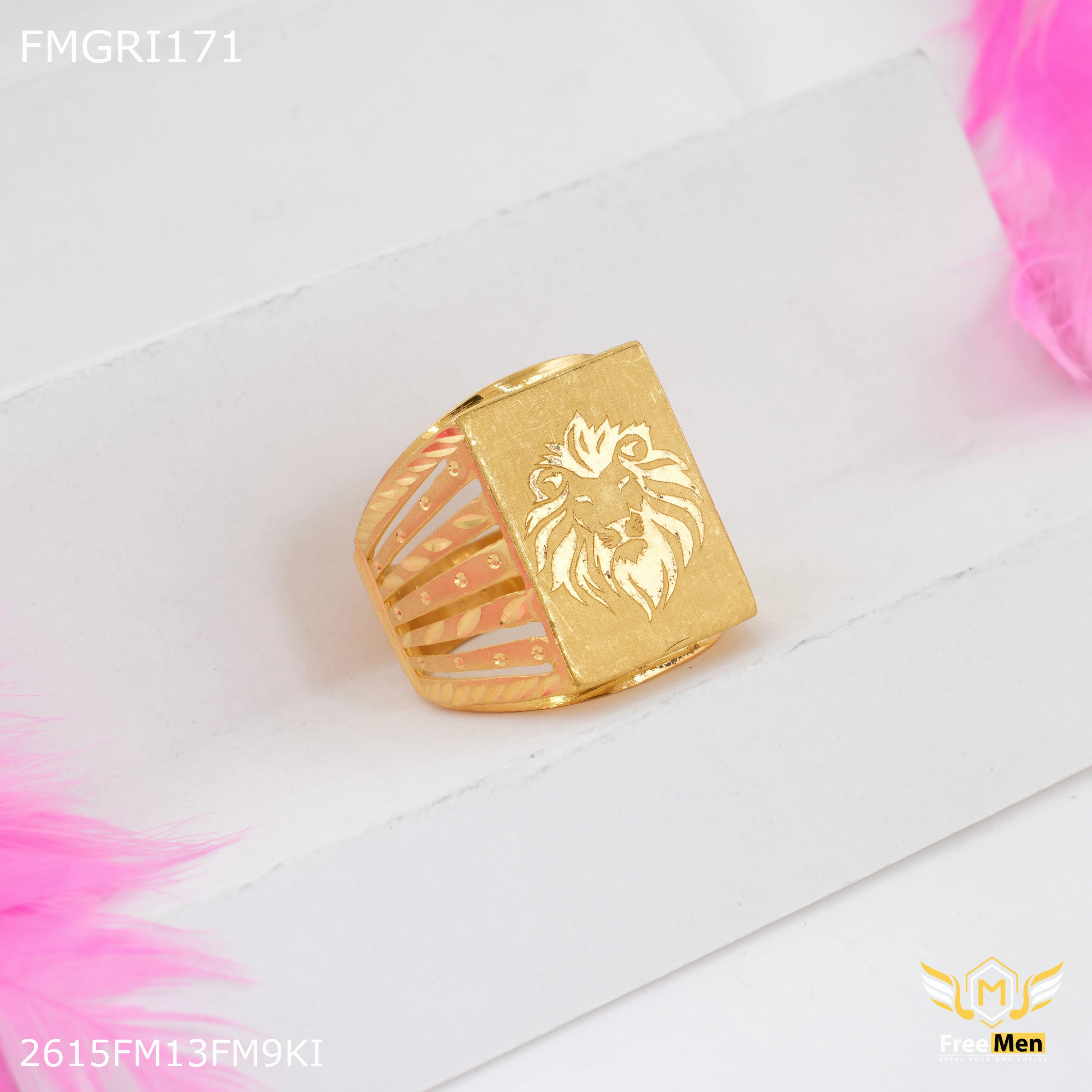 Sleek Look Timeless Appeal Freeme 1gm Designer Lion Face Gold plated ring for men - FMGRI171
