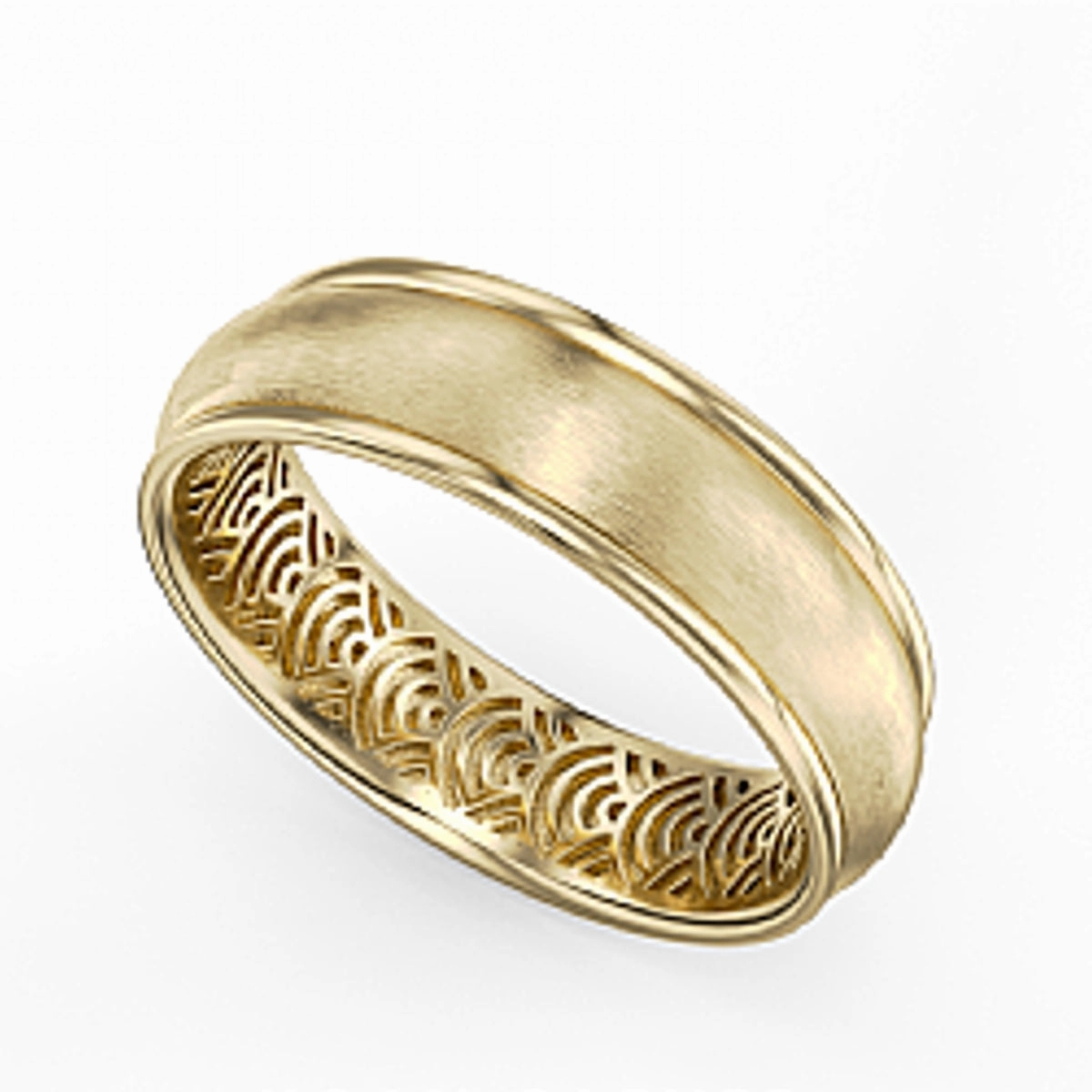 Noam Carver Mens Wedding Band in Yellow Gold Bride Jewelry