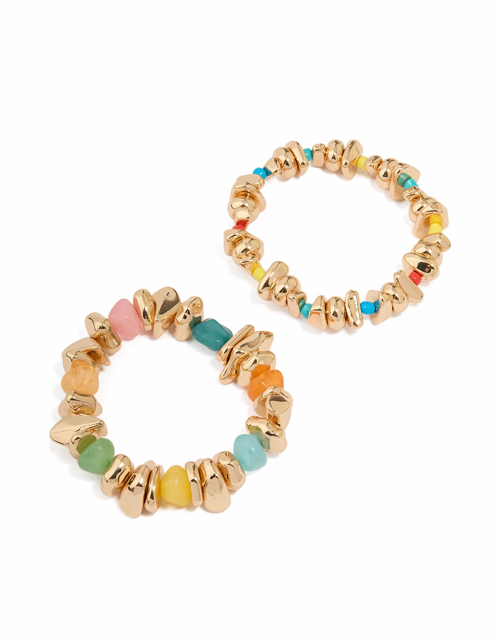 Elegant Choice Multicoloured Chipped Beaded Stretch Bracelets 2-Pack