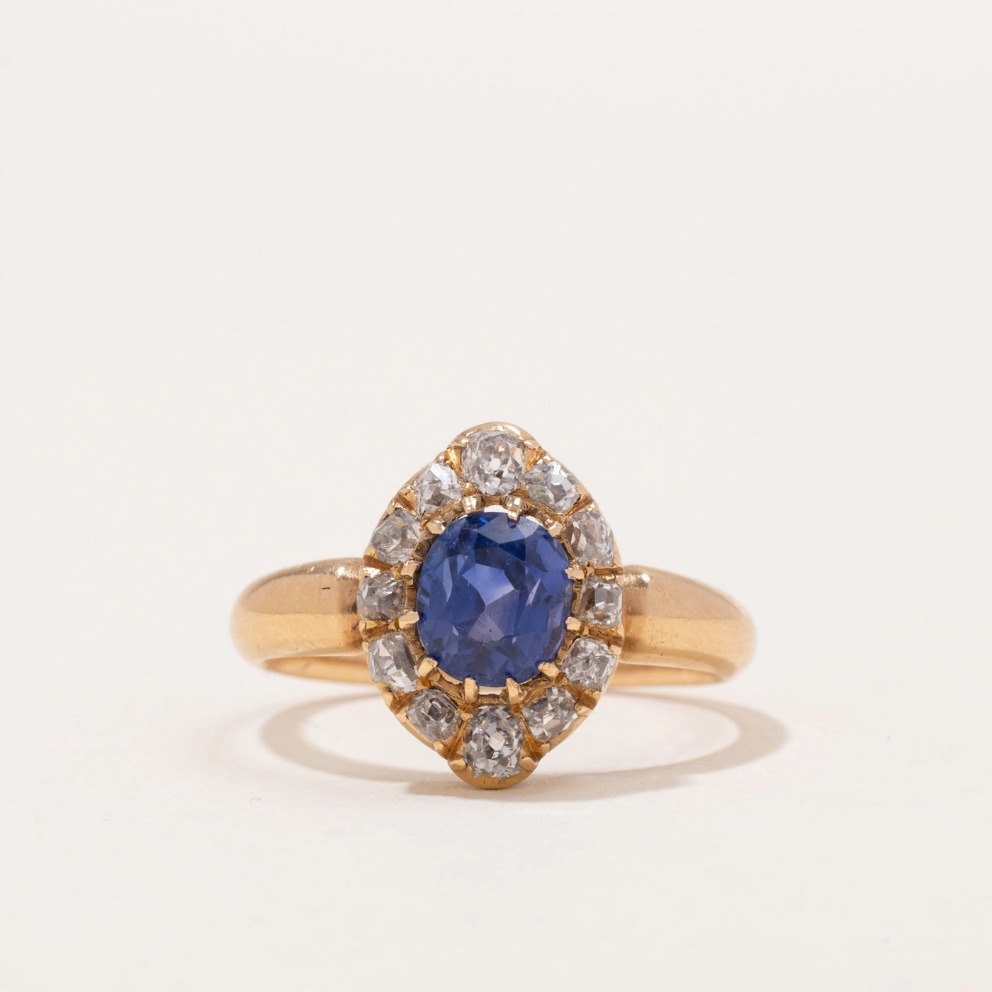 Graceful Piece Victorian Colour Changing Sapphire & Diamond Navette Ring | 1.95ct, 0.89ctw | SZ 8.5 |