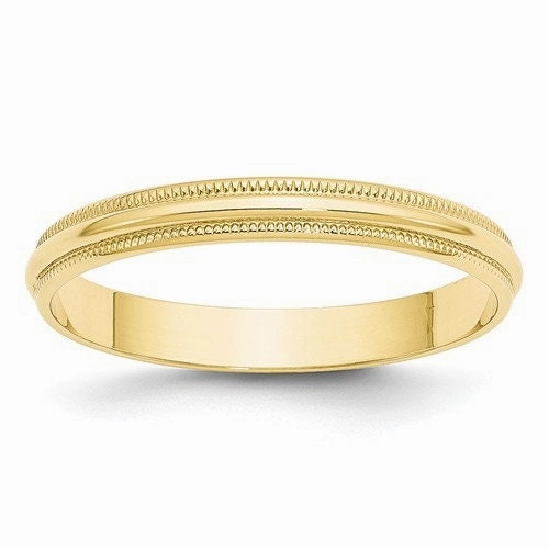 Artful Gift 14K Solid Yellow Gold 3mm 4mm 5mm 6mm Milgrain Men's and Women's Wedding Band Ring Sizes 4-14. Engagement Anniversary Midi Ring