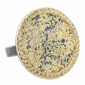 Sol Burst Ring - 22k/18k Gold   Reclaimed Diamonds Pastel Look