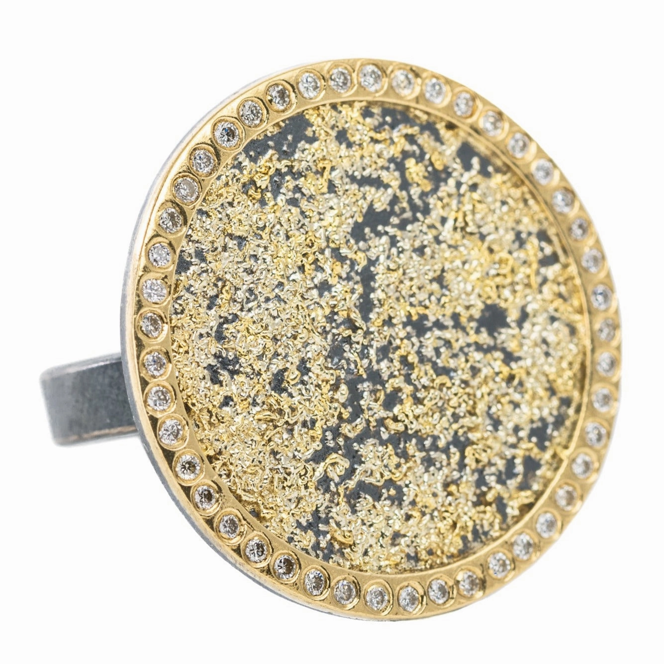 Shimmering Accent Sol Burst Ring - 22k/18k Gold   Reclaimed Diamonds