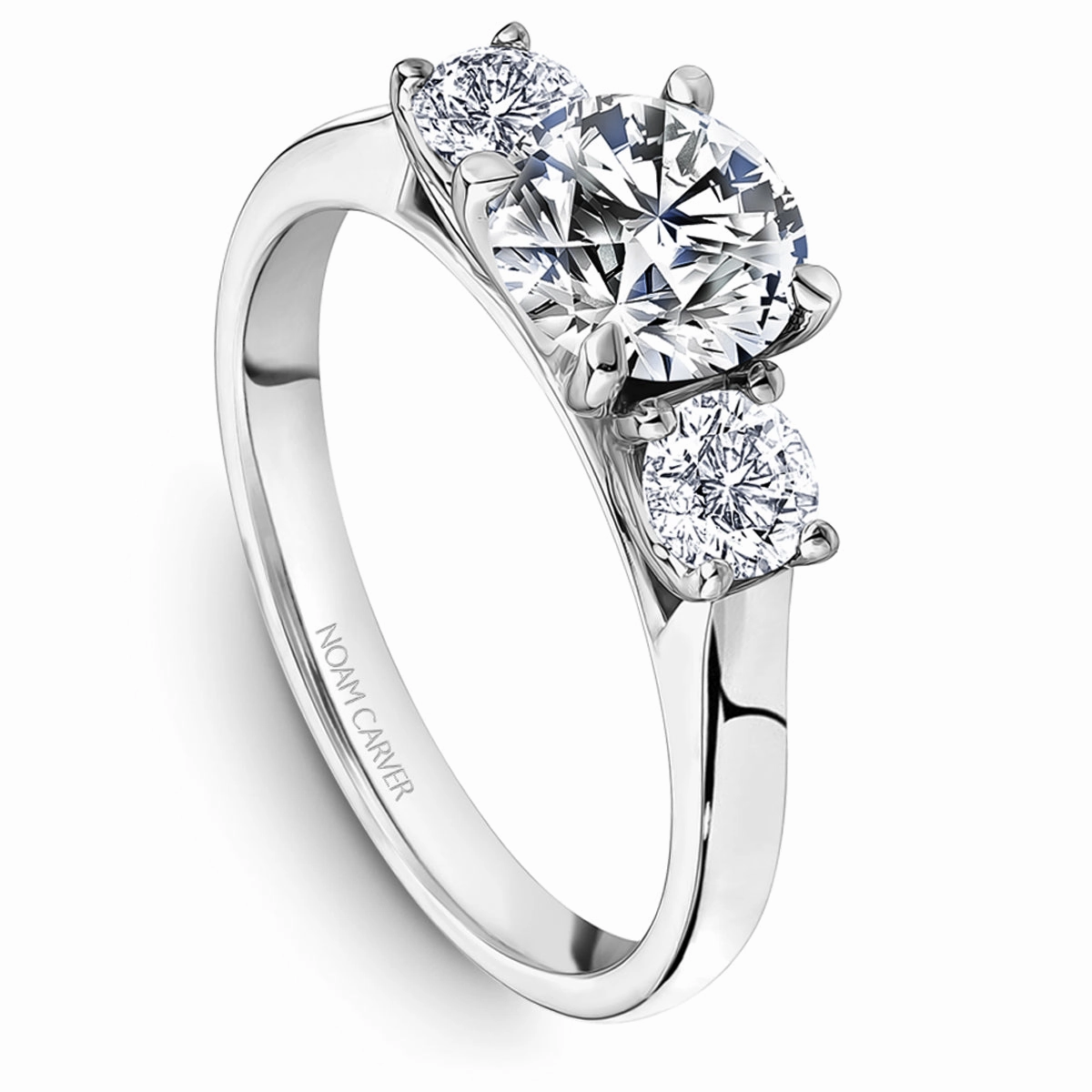 Urban Fit Noam Carver Three-Stone Diamond Engagement Ring Setting in White Gold