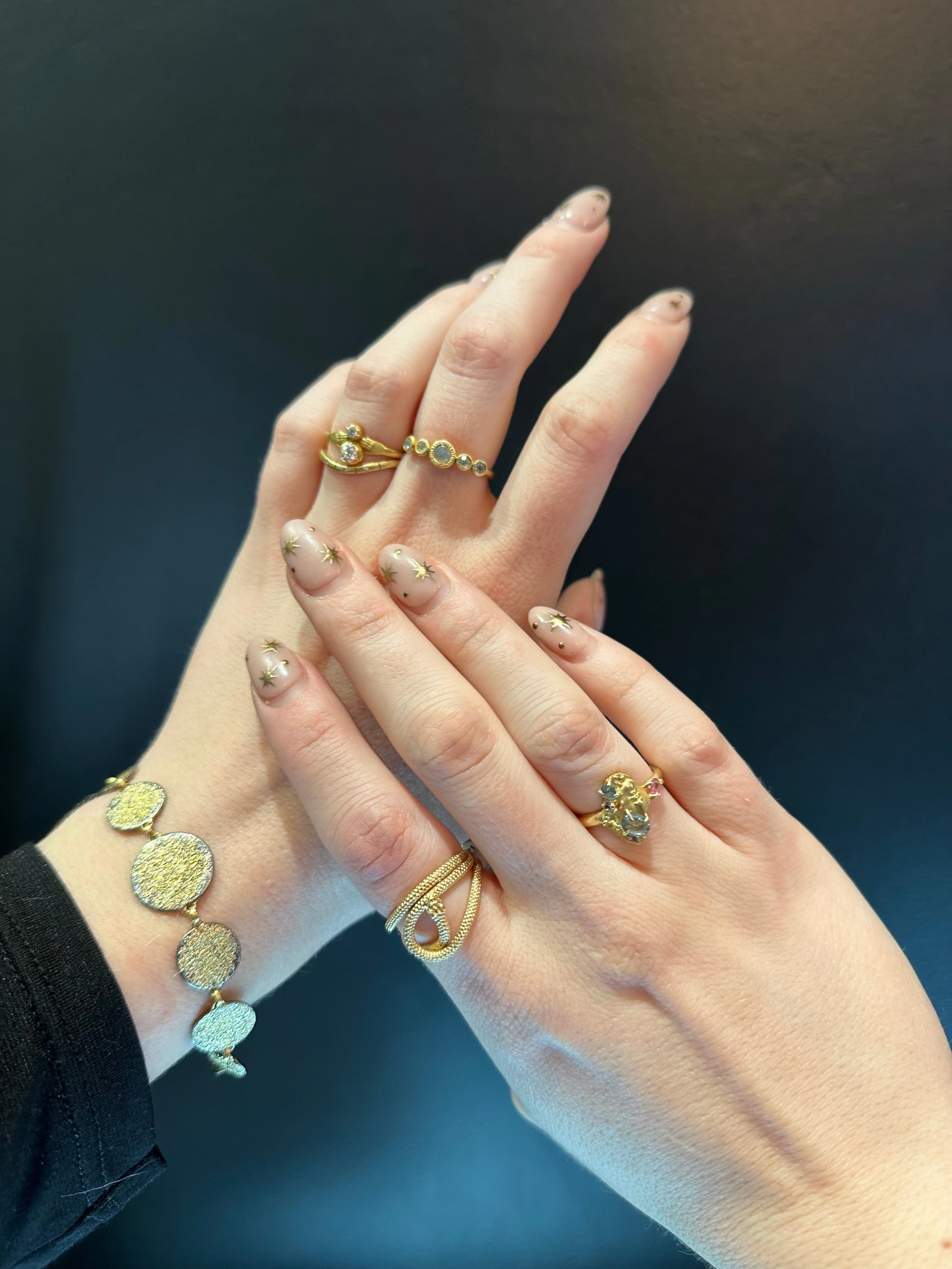 Custom Styling Dusted Everyday Bracelet - 18k/22k, Oxidized Silver Medium