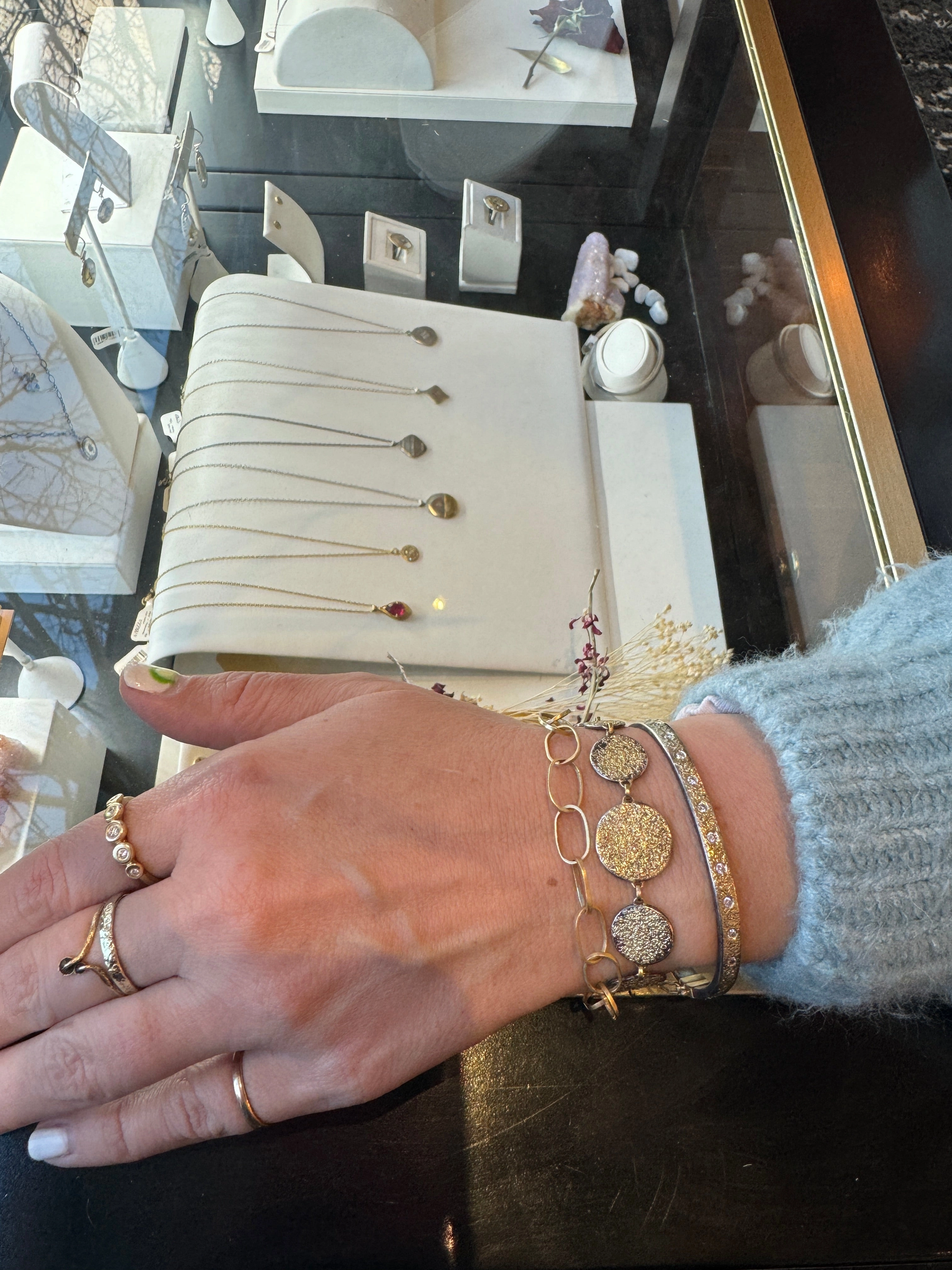 Dusted Everyday Bracelet - 18k/22k, Oxidized Silver Medium Natural Flow