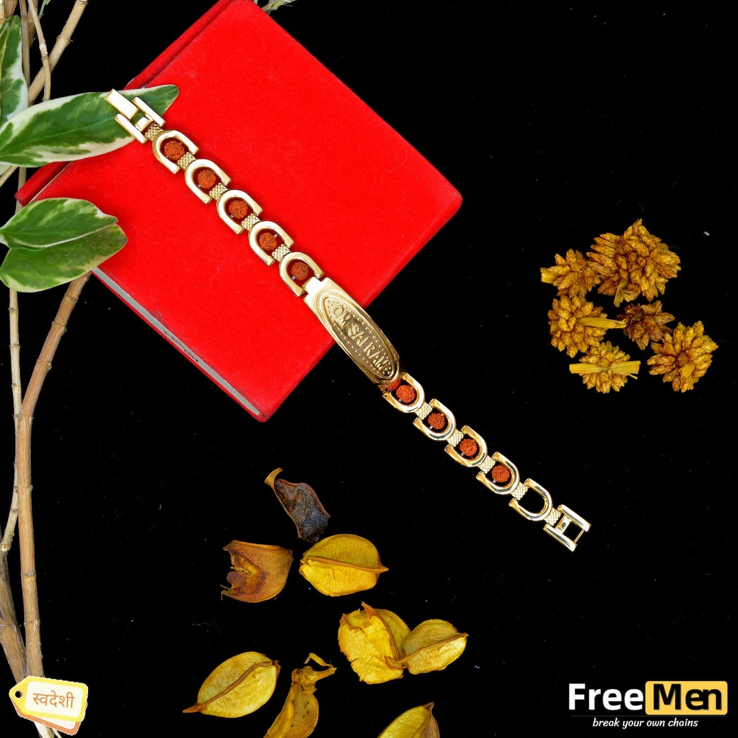 Modern Pair Sophisticated Edge FreeMen's OM SAIRAM IPS plated Golden