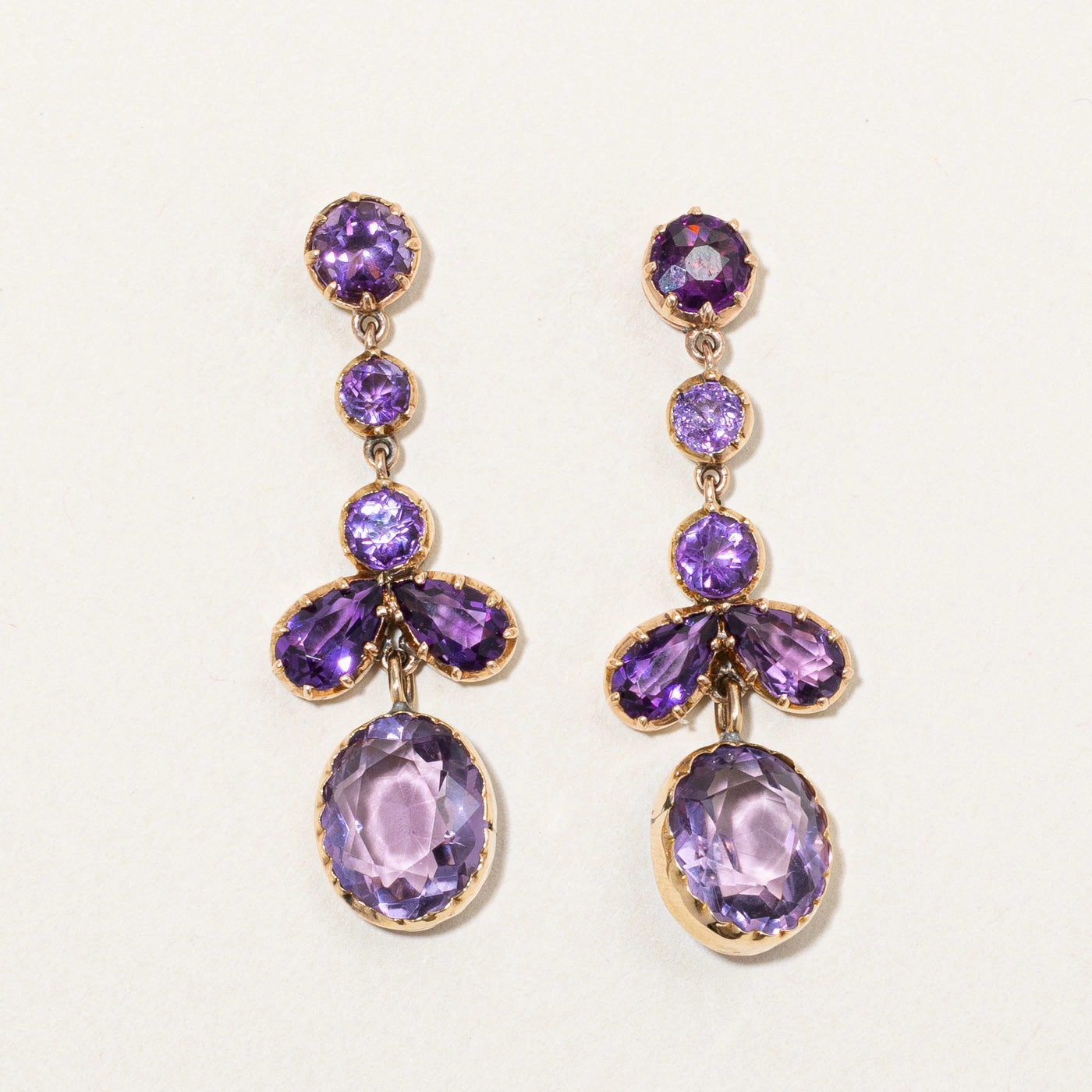 Travel Friendly Vintage Amethyst Cascade Cocktail Earrings | 12.50ctw |