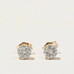 Enchanted Edge Yellow Gold Diamond Round Cluster Stud Earrings | 0.20ct