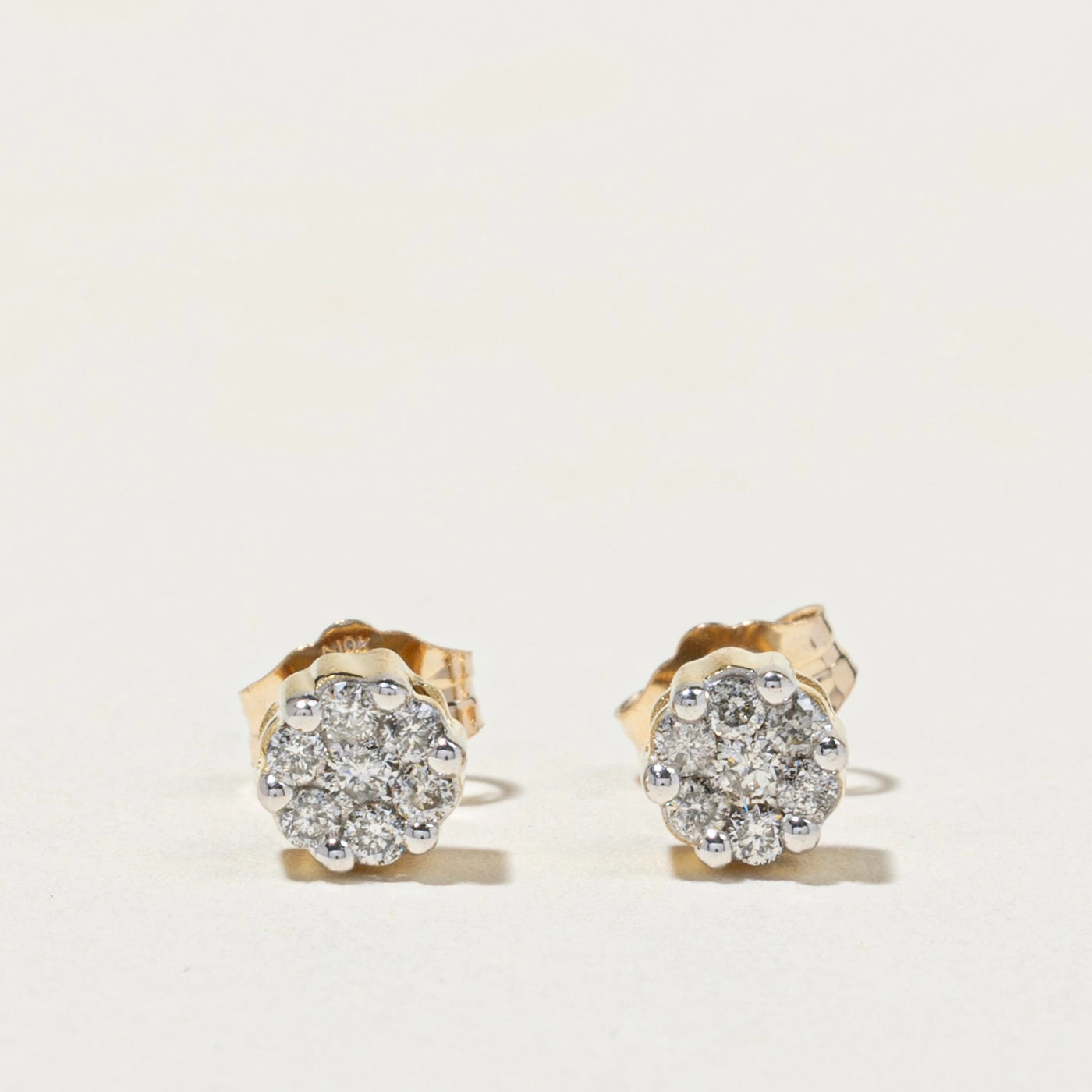 Enchanted Edge Yellow Gold Diamond Round Cluster Stud Earrings | 0.20ct
