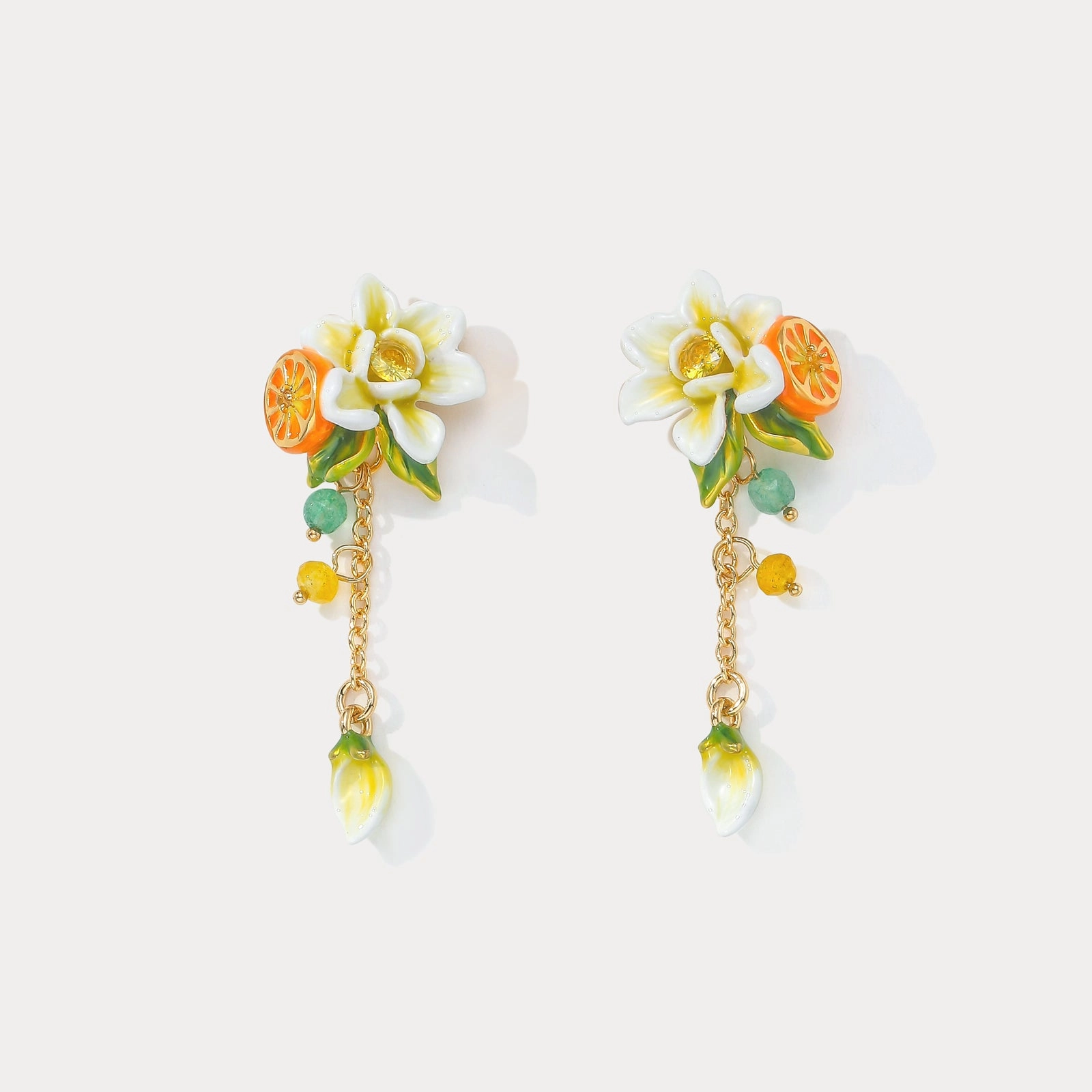 Orange Blossom Earrings Matte Item Grand Decoration