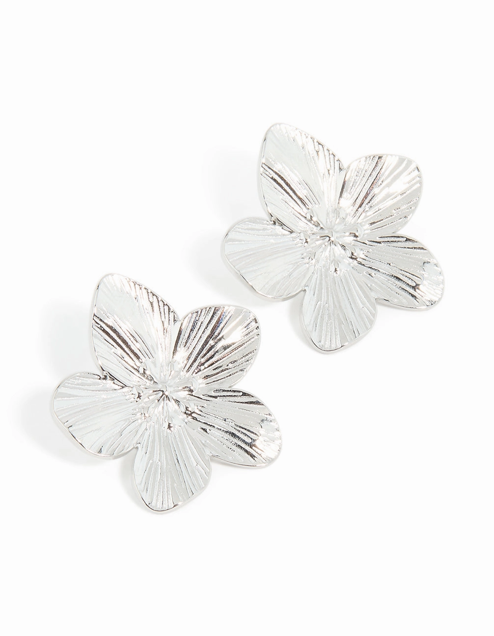 Special Celebration Daily Radiance Waterproof Stainless Steel Textured Flower Stud Earrings