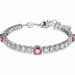Swarovski Mixed Matrix Tennis Bracelet, Pink Finishing Accent