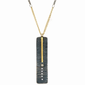 Classic Aspen Necklace - 18k gold, Oxidized Silver   Reclaimed Diamonds Gleaming Feature