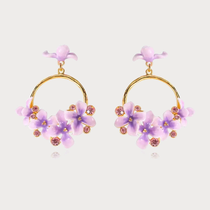 Bright Decoration Early Lilac Flower Earrings