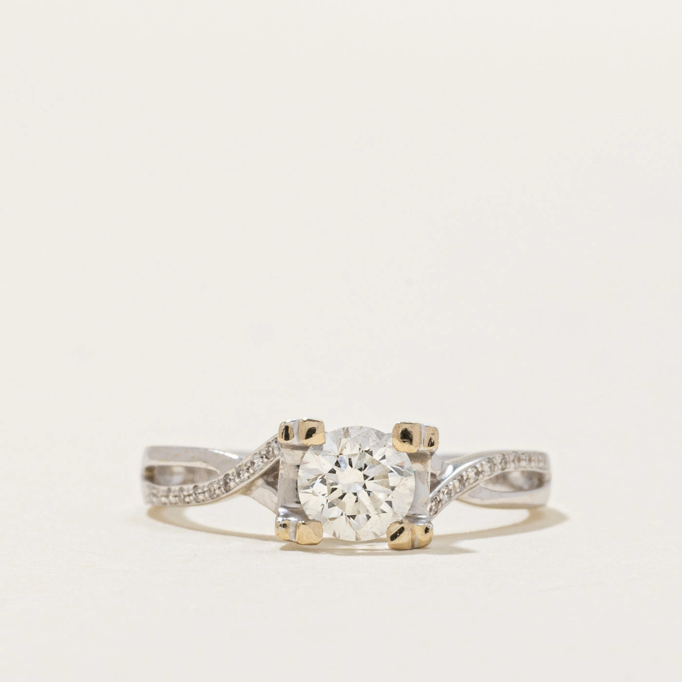 18k Diamond Cross Over Engagement Ring | 0.93ctw SI2 I | SZ 5.25 Shaped Precision Sophisticated Craft