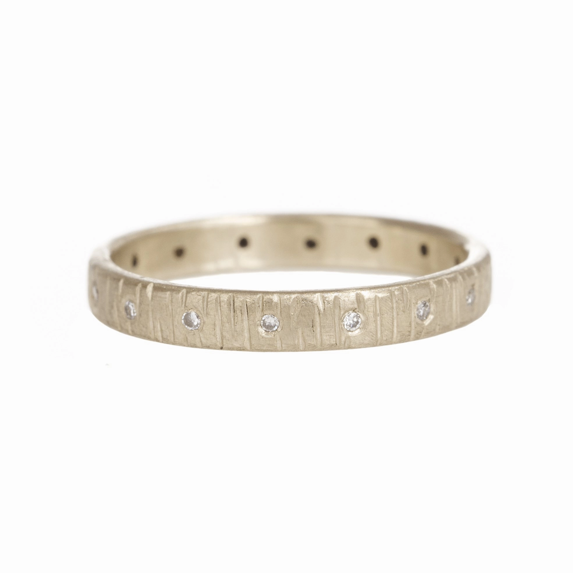 Crisp Accent Custom Item Aspen Wedding Band - 18ky Gold, 18kpw Gold   VS Diamonds