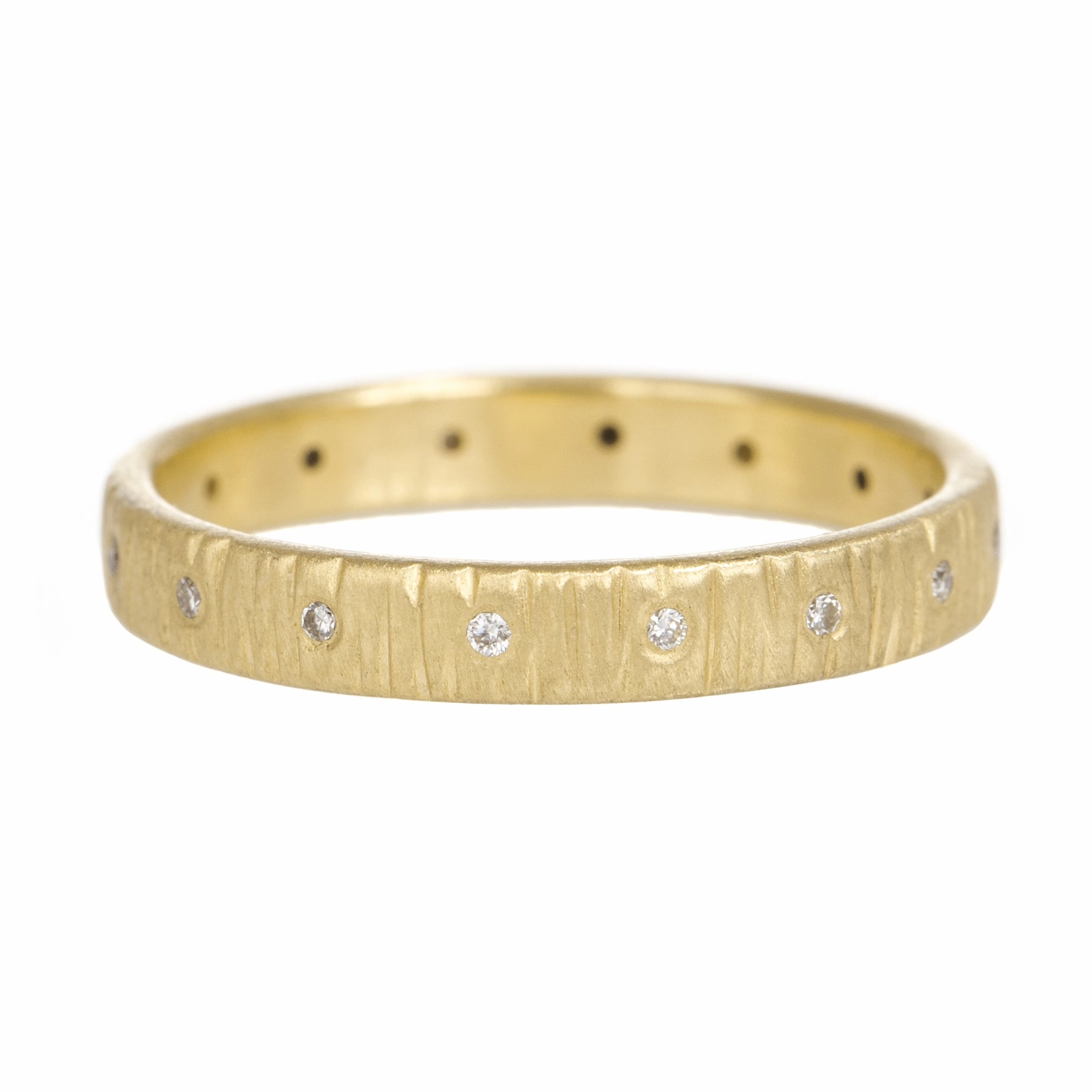 Polished Charm Aspen Wedding Band - 18ky Gold, 18kpw Gold   VS Diamonds