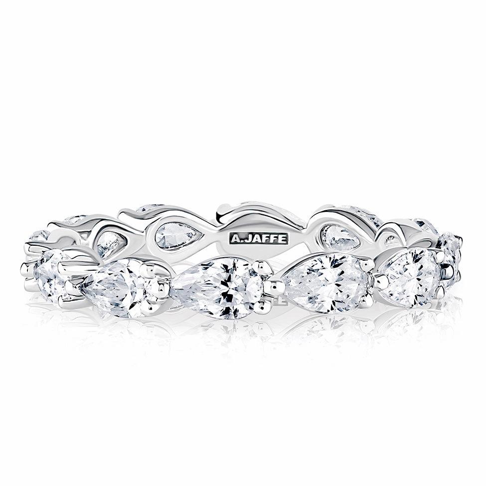 A. Jaffe Pear Diamond Eternity Ring in White Gold Versatile Jewelry
