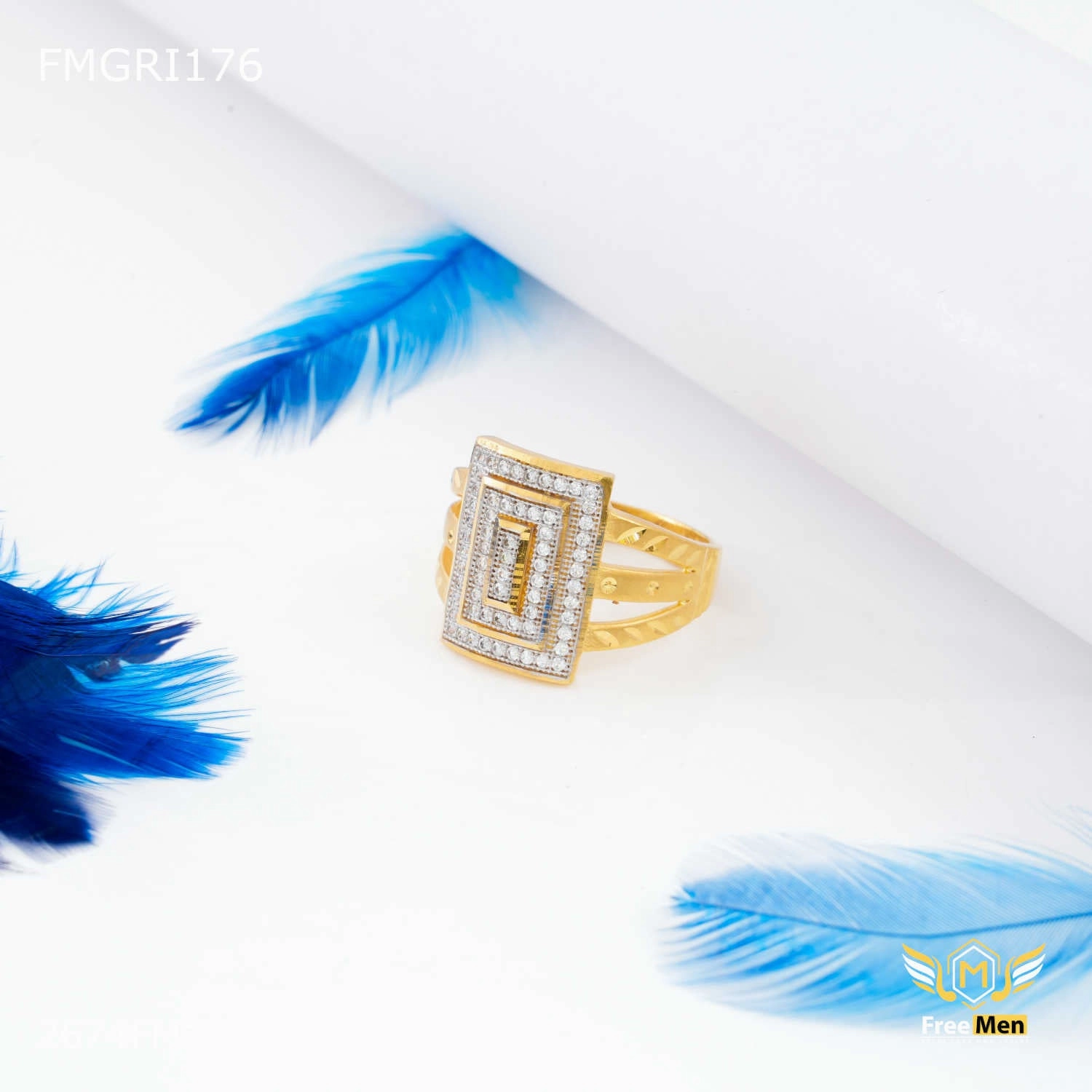 Square Box 1gm Gold plated ring design for men - FMGRI176 Sparkling Pieces