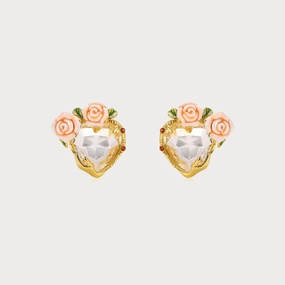 Champagne Rose Heart Earrings Summer Adornment Elegant Aesthetic