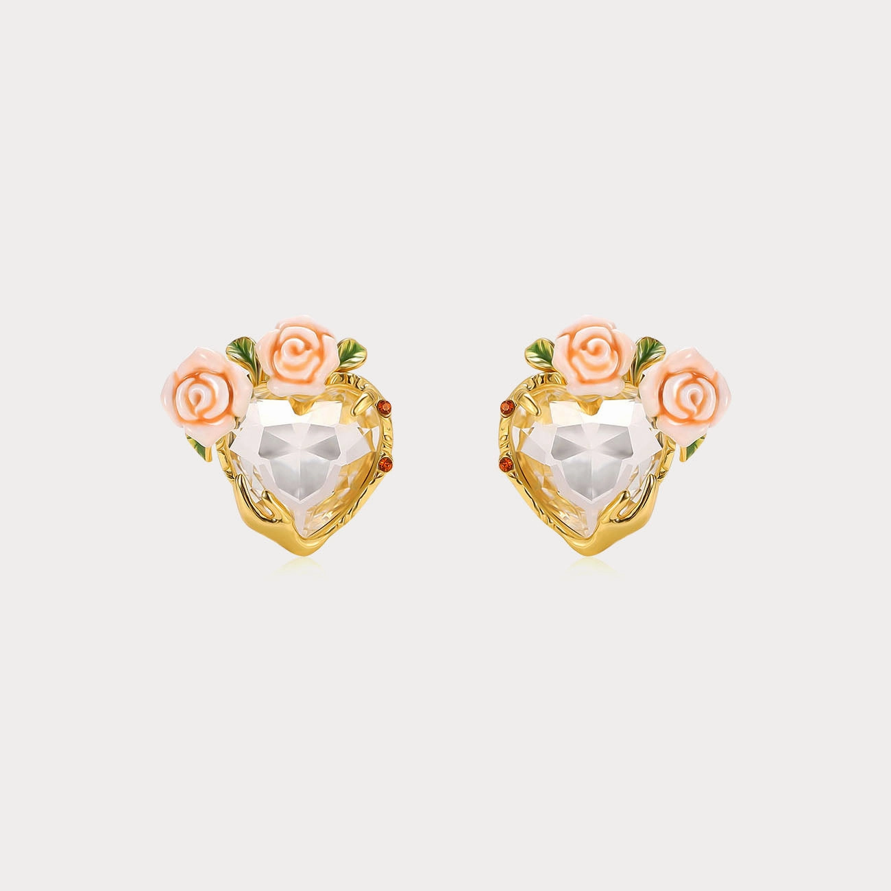 Champagne Rose Heart Earrings Summer Adornment Elegant Aesthetic