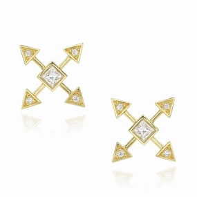 Ocean Look Dainty Pure Energy Post Earrings - 18k Gold   Diamonds