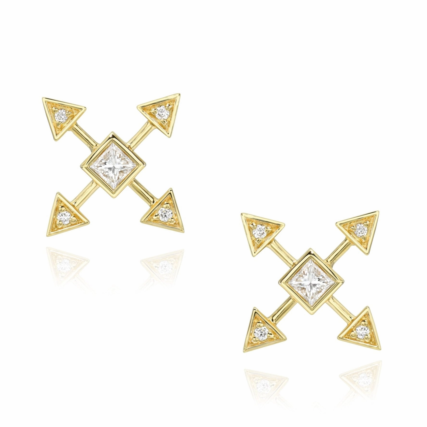 Ocean Look Dainty Pure Energy Post Earrings - 18k Gold   Diamonds