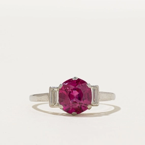 All Day Delicate Detail Vintage Unheated Ruby & Diamond Cathedral Ring | 1.83ct | 0.20ctw | SZ 6.75