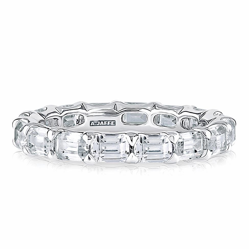 Highlight Piece A. Jaffe Emerald Diamond Eternity Ring in White Gold
