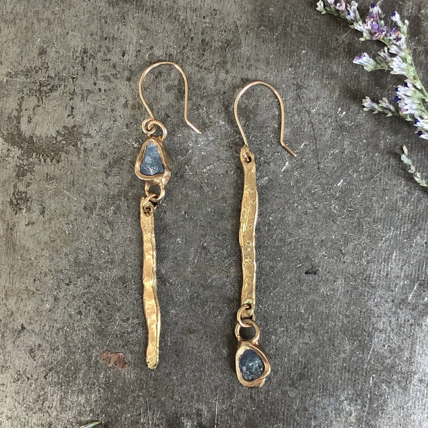Illumination Earrings - Brass, Gold-Fill   Aquamarine Urban Fit Urban Accent