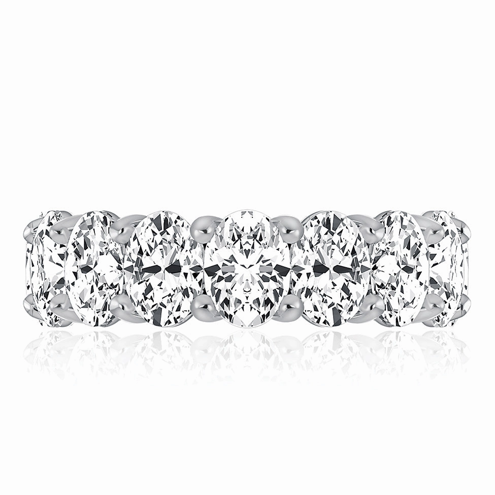 Elegant Bauble Traditional Jewelry A. Jaffe Oval Diamond Eternity Ring in White Gold